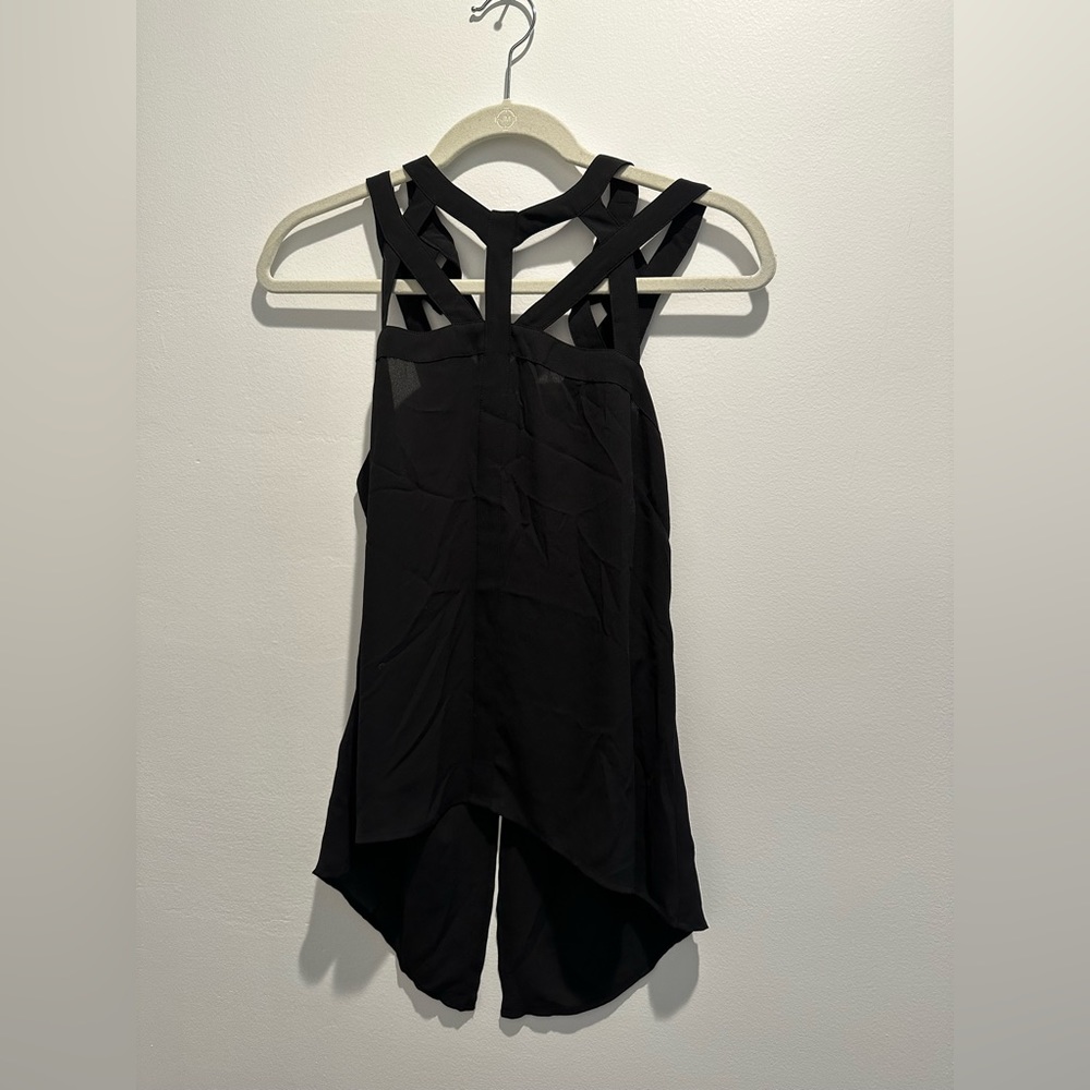 Bcbg cutout black tank shirt